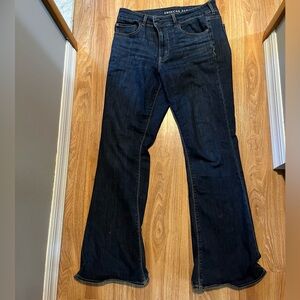 Dark wash flare high rise jeans